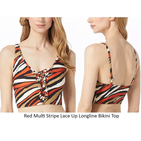NWT Michael Kors Women's Bikini Lace Up Zip Front Tops Size XS-L $100 12HL858 - Picture 5 of 5